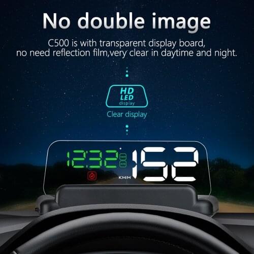 Head Up Display C500 OBD2 HUD With Mirror Projection Digital Car Speed Projector On-Board Computer Fuel Mileage For any cars