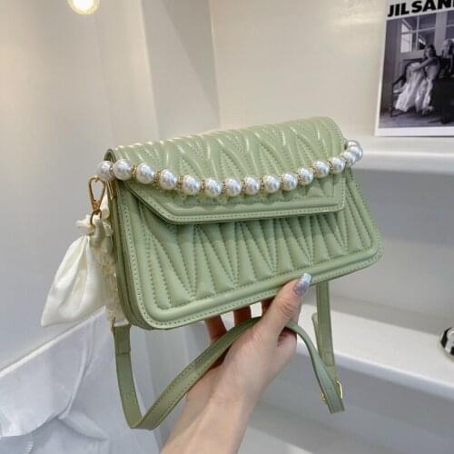 Fashion Pearl Chain Handbag Purses Shoulder Crossboody bags for Women 2021 New Brand Design Ladies Messenger bags High Quality