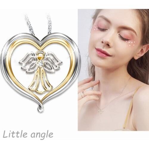 Fashion Lovely Women Pendant Jewelry Heart Shape Little Angel Love Color Necklace