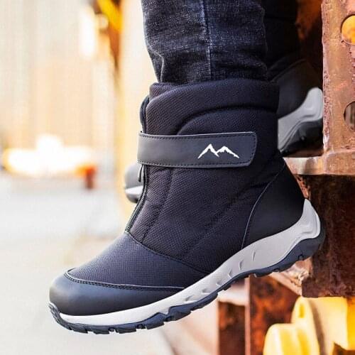 Men Winter Cotton Shoes Thickening Cashmere Middle Aged People High Top Short Boots Keep Warm Waterproof Snow Boots