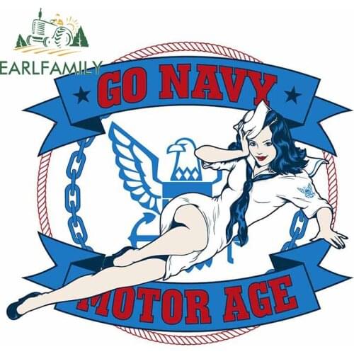 EARLFAMILY 13cm x 11.5cm Auto Car Stickers for Motor Age Go Navy Graphics Decals Suitable for JDM ATV VAN Motorcycle Decoration