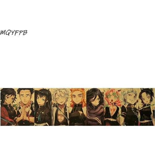 Demon Slayer Anime Kraft paper poster Home Decorative painting Wall Stickers 100x24.5cm