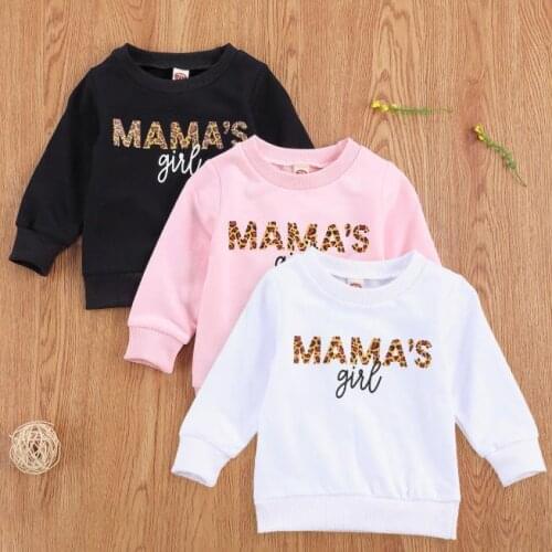 Autumn Spring Baby Girls Pullover Sweatshirt Infant Long Sleeve Round Collar Letter Printed Pattern T-shirt Tops