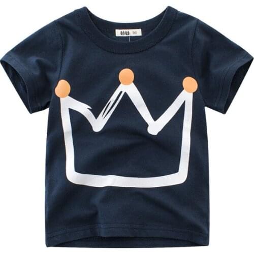 2-9T Toddler Kid Baby Boy Clothes crown Print T Shirt Short Sleeve Cotton Summer tshirt Top Casual Plain Tee Infant Clothing