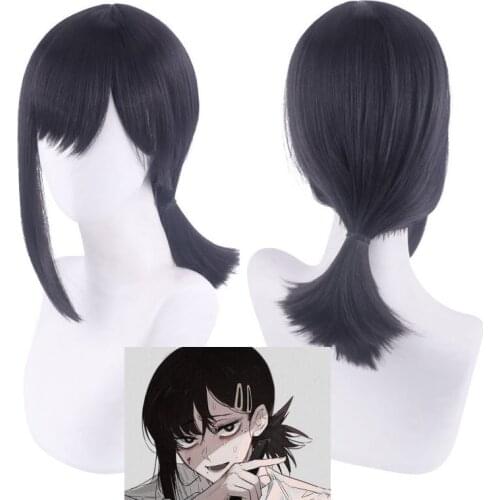 Chainsaw Man Higashiyama Kobeni Cosplay Wig Anime Black Color Wigs Halloween Cosplay Props