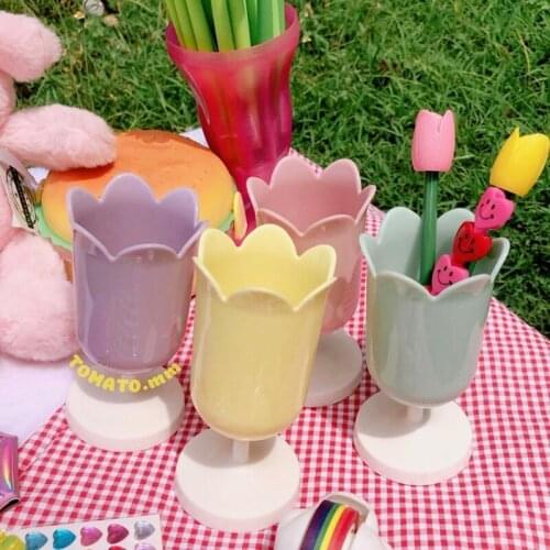 Y8AB Plastic Storage Box Cosmetic Brush Pen Holder Petal Shaped Sundries Container