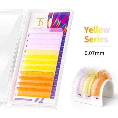 THINKSHOW 0.07/0.10 mm Ombre Multi Color Eyelash Extension Silk Volume Individual Eye Lashes Colorful 3D False Mink Eyelashes