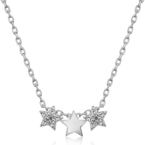 Silver Three Star Necklace