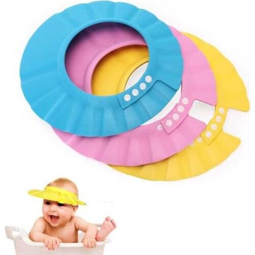 Baby Shower Caps Shampoo Cap Wash Hair Kids Bath Visor Hats Adjustable Shield Waterproof Ear Protection Eye Children Hats Infant