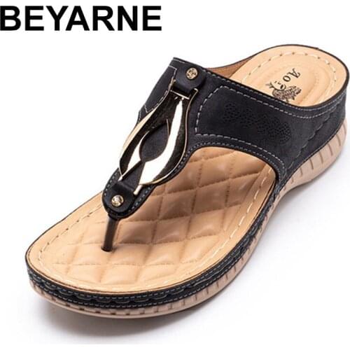 BEYARNE Womens Platform Slippers Heels Shoes 2021 Womens Flip Flops House Slippers Shoes on Heels Ladies Home Flat Shoes