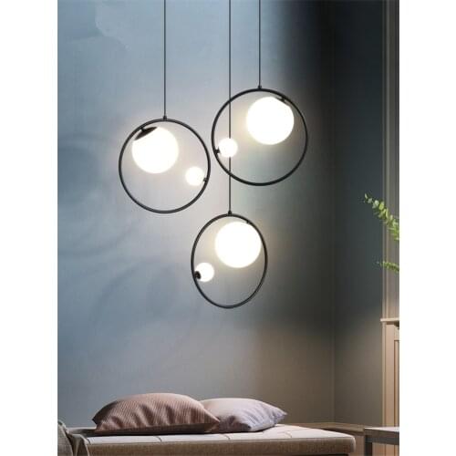 Black circle line glass pendant lights bedroom modern Nordic luxury long line lamps bedside hanging gold lamps lighting fixtures