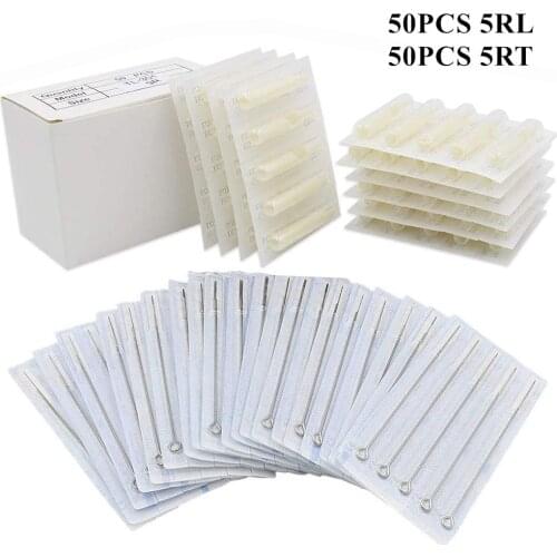 Tattoo Needles Tips Kit 50Pcs 5RL Tattoo Needles With 50Pcs 5RT Size Disposable Tattoo Tips For Tattoo Grip Tattoo Spplies