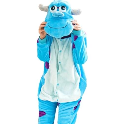 Thick Soft Flannel James P. " Sulley " Sullivan Onesies Pajama Monsters Sully Costume Halloween Carnival Party Clothing