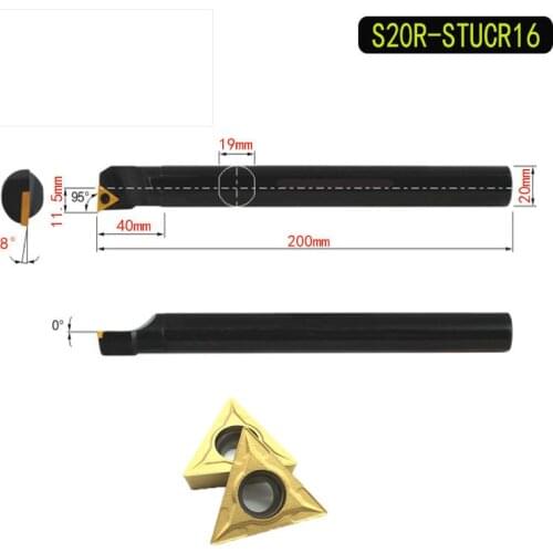 10pcs TCMT16T304 Carbide Insert +1pc S20R STUCR16 Internal Turning Tool + 1pc Wrench For Lathe Turning Tool