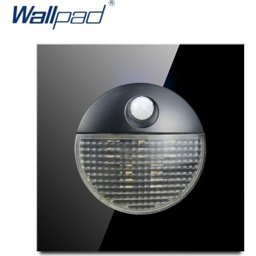 Wallpad Motion Sensor Footlight Switch Corridor Corner Lamp Wall Light Switch Black Crystal Glass Panel 220V 3W