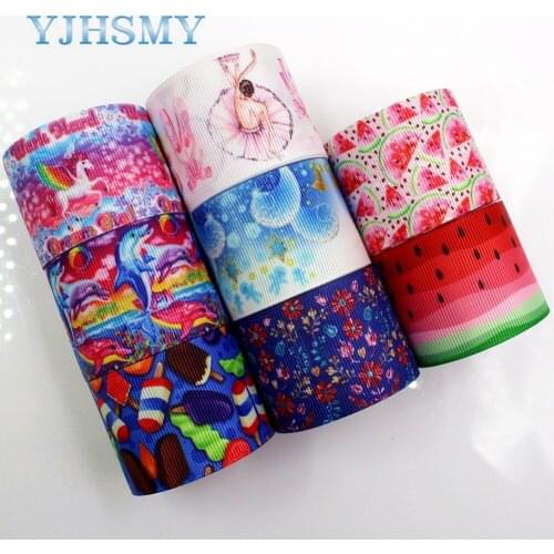 YJHSMY 183221 10 yards 38 mm Cartoon Ribbons Thermal transfer Printed grosgrain Wedding Accessories DIY handmade material