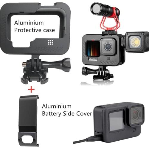 Aluminum Protective Housing Shell With Aluminum Battery Side Interface Cover for GoPro HERO9 Black Camera Accessories Mount