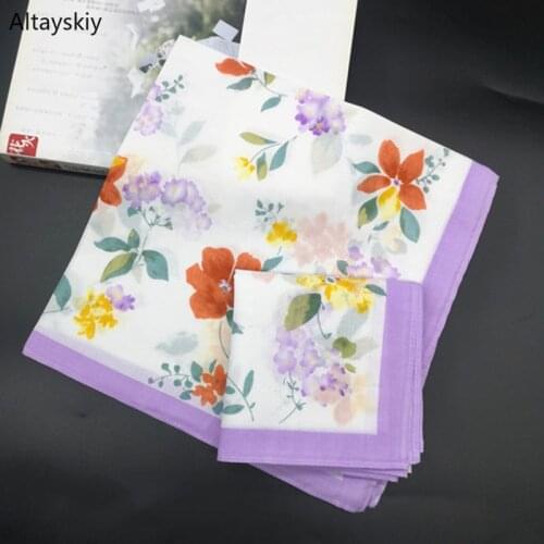 Handkerchiefs Women Cotton Retro Classic Floral Printing Elegant Soft Thin Simple Square Handkerchief Womens Chic National Style