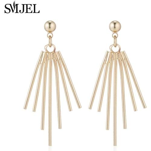 SMJEL New 2018 Simple Geometric Tassel Earrings Statement Triangle Stud Earrings Women Birthday Gift Best Friend Brincos