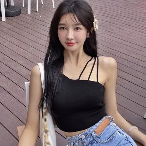 Summer Womens Solid Sexy Off Shoulder Sleeveless Pullover Knitted Crop Tank Top Camisole