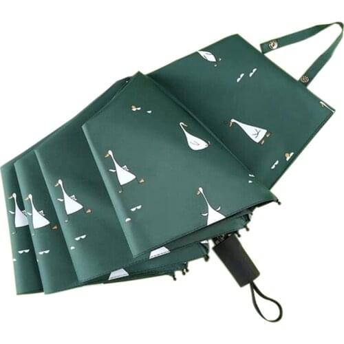 Cartoon Duck Sunny Rainy Umbrella Fashion Automatic Women Umbrella Windproof Three Folding Steel Umbrellas