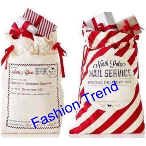 10pcs/lot free shipping Newest style Stripe Envelop santa sacks canvas santa gift bag Christmas santa sacks decoration