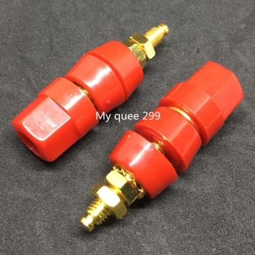 10Pcs Gold Plated Copper Large Current Amplifier Audio Terminal 4mm Banana Socket Brass Binding Post Adapter Connector