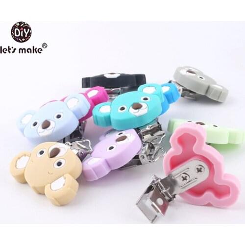 Lets make Pacifier Clip Of Cartoon Animals Koala 10pc Silicone Teethers DIY Nursing Soother Clips Chains BPA Free Baby Teethers