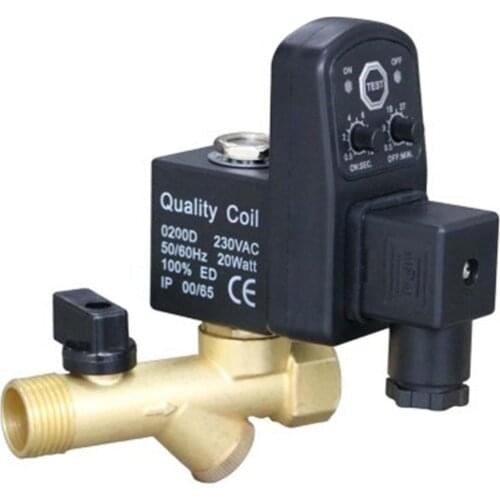 110/220/380VAC 24VDC 1/2" BSP Brass/Plastic Auto Drain Timer Valve Air Compressor UniBody Type 0.1-1.6MPa IP65