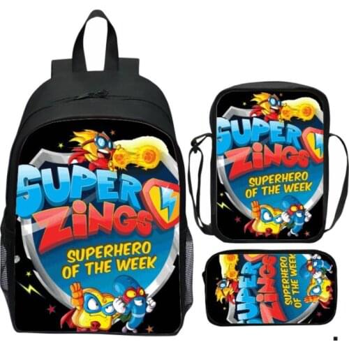 3pcs/set Super Zings Backpack Mochila Bag Superzings School Bag Fashion Travel Bag Laptop Bagpack with Crossbody Bag Pen Bags