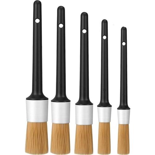 5pcs Car Detailing Boars Hair Brush Auto Car Cleaning Detailing Set Dashboard Air Outlet Clean Brush Tools Car Wash Accessories