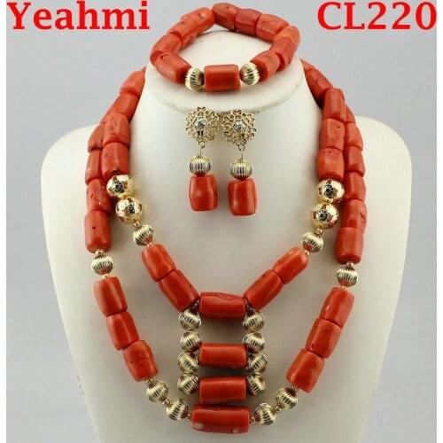 African Wedding Coral Beads Jewelry Set African Beads Jewelry Sets Nigerian Wedding Jewelry Free Shipping CL220