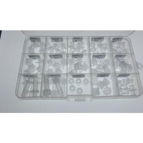 Assortment Luer Lock Connector (polyprop) Luer Lock Syringe fitting 75pcs in a plastic box