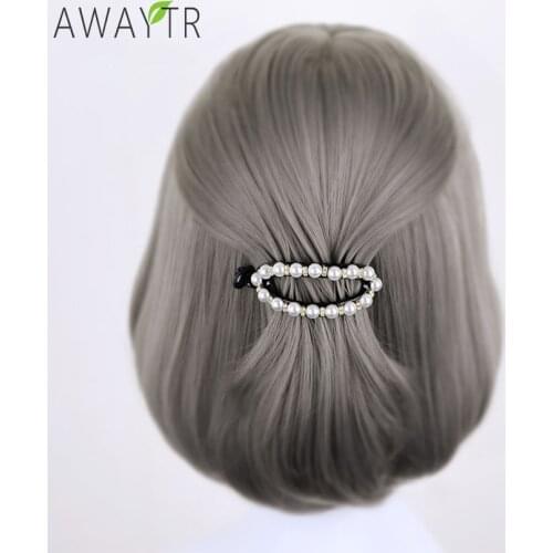 AWAYTR Pearl Hairpins Hair Clips Pearl Hair Crab Plastic Hair Claws For Women Clamp Resin Barrettes Top Gripper Hair Accessories