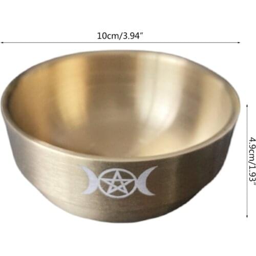 M17D Altar Bowl Ritua Gold Plating Tableware Ceremony Moon Divination Astrological Tool Witchcraft Prop Supplies