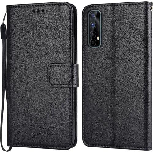 Flip Wallet PU Leather Case For Realme 7 (India) RMX2151 RMX2163 Funda Stand Business Phone Holster Stripe Protect Cover
