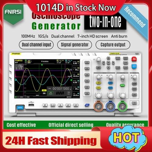 FNIRSI 1014D Digital Oscilloscope Dual Channel Input Signal Generator Osiloscopio Digital 1GSa/s Sampling Rate 1GB Storage