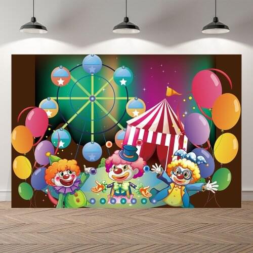 Circus Baby Kids Portrait Backdrops Circus Birthday Baby Shower Party Decoration Clowns Animals Backdrop for Photo Studio