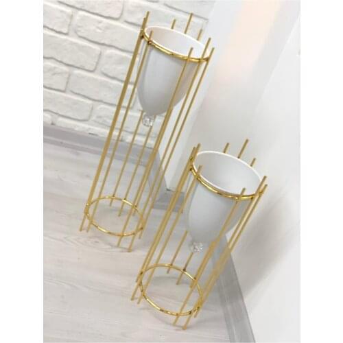 Gold Color 2 Pcs Flower Pot With Metal Legs Stylish,Design,Home Decor,Rose,Magnolia, plant
