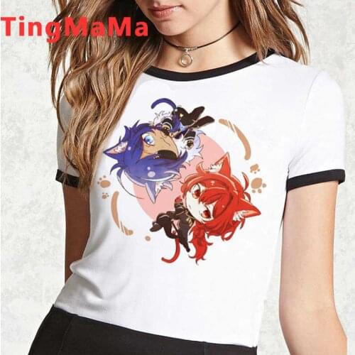 Genshin Impact Keqing top tees t-shirt men plus size 2021 harajuku summer top ulzzang