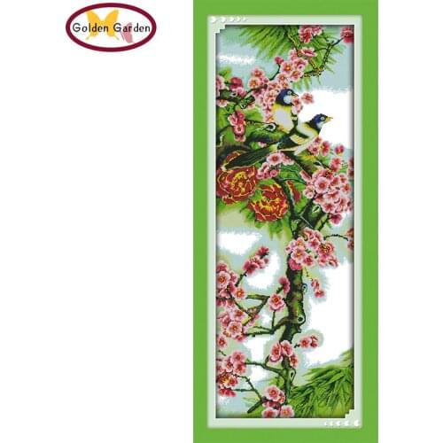 GG The Plum Blossom Flower Style Cross Stitching Art Needlework Sets Embroidery Design Cross Stitch Pattern for Home Decoration