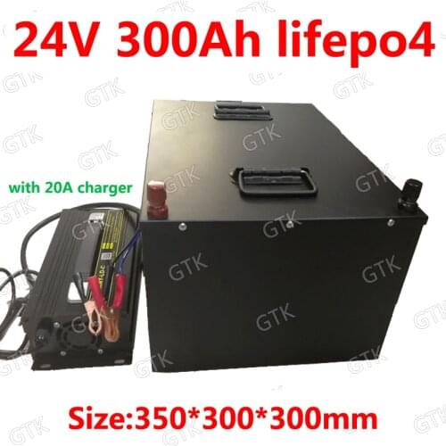 GTK Waterproof 24V 300AH lifepo4 lithium Battery BMS 8S 25.6V for Inverter Solar Systems UPS motor bike golf cart + 20A Charger