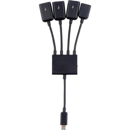 Hot 4 Port Micro USB Power OTG Extender Hub Cable Black OTG Hub Cable For Android Tablet Smartphone U disk Mouse Accessories