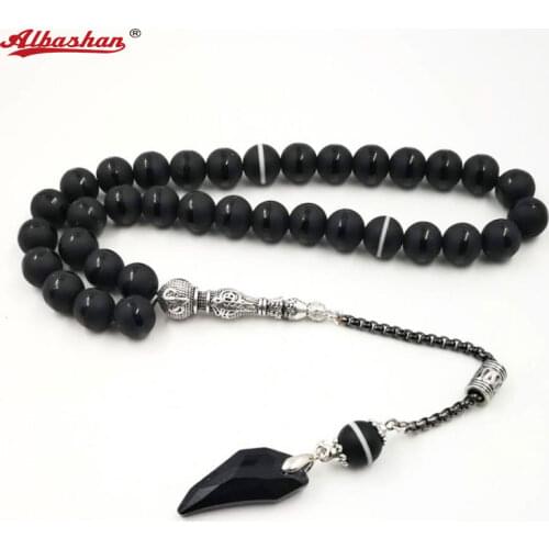 Crystal Tasbih and agates tassel Popular style Black Crystal Muslim prayer beads 33 66 99Misbaha beads Islam Rosary Islamic gift