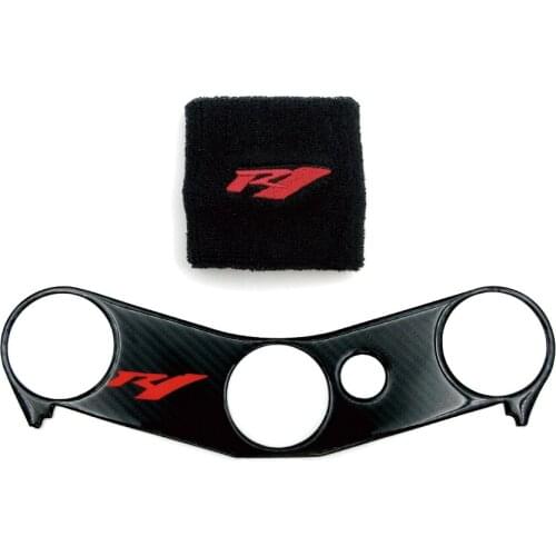 Motorcycle Carbon Decal Sticker Pad Triple Tree Top Clamp Yoke Upper Front End Fork Sticker Plate For Yamaha YZF R1 YZFR1 YZF-R1