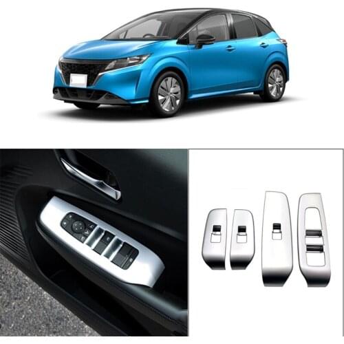 Car Window Lift Switch Button Frame Cover Trim for 2021 Nissan Note E13 Chrome