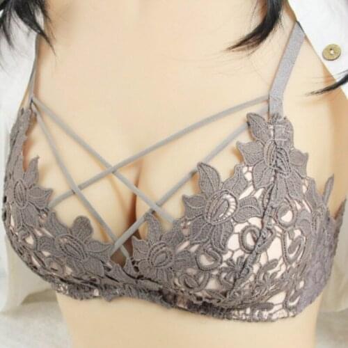 Small 3/4 Cup Push Up Bra Women Sexy No Steel Ring Wire Free Bra Sets Thin Lace Floral Underwear Sets