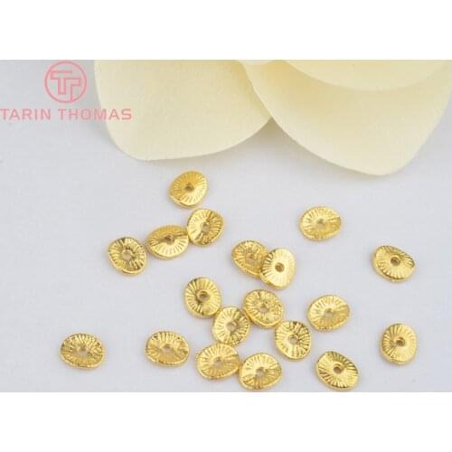 200PCS 6*5MM Zinc Alloy Gold Color Round or curved brushed disks Spacer Beads Diy Jewelry Findings Accessories