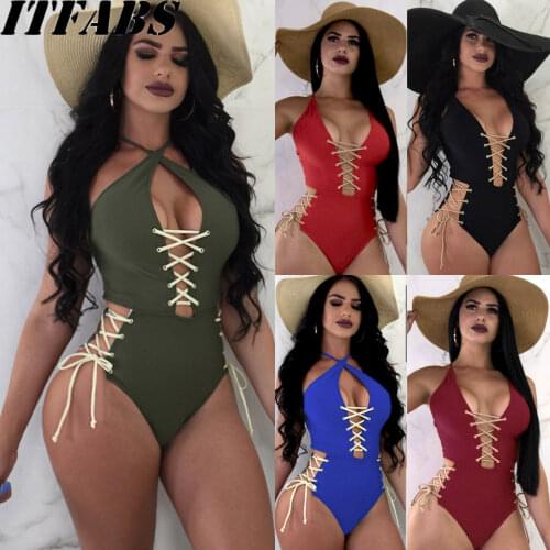 Summer Women Sexy Swimming Costume Padded Monokini One Piece Swimsuit Swimwear Push Up Bikini