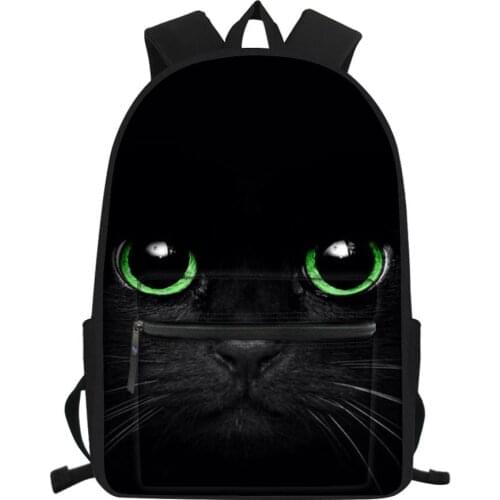 Fashion Childrens Canvas Backpack Black Cats Pattern Girls School Book Bags Womens Multi-functional Travel Backpacks